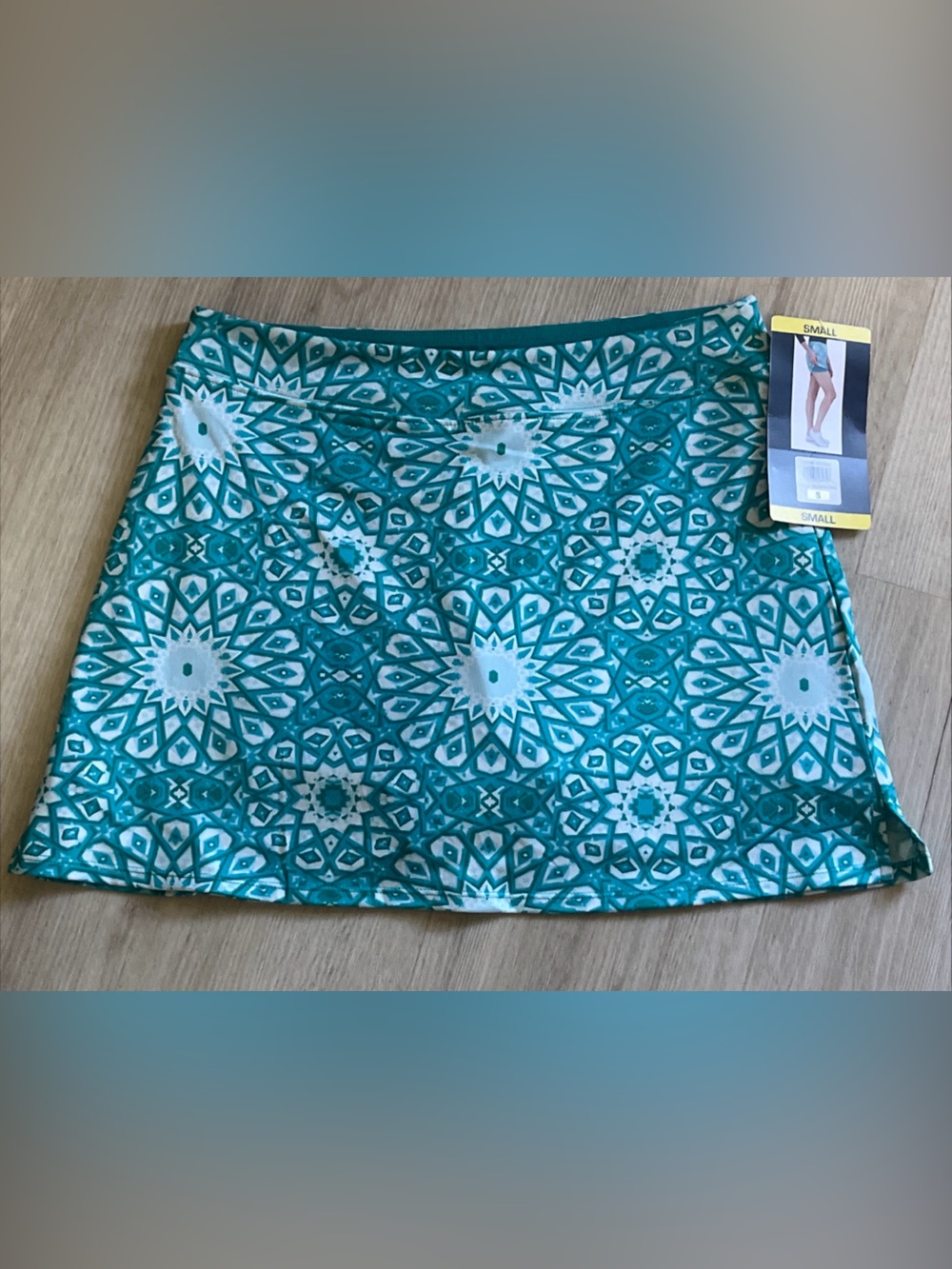 Tranquility by Colorado Clothing Teal and White Geo Swim Skort